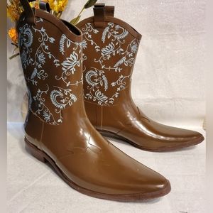 𝅺Roper Women's Rubber Rain Boots Cowboy Cowgirl Western Galoshes Size 11